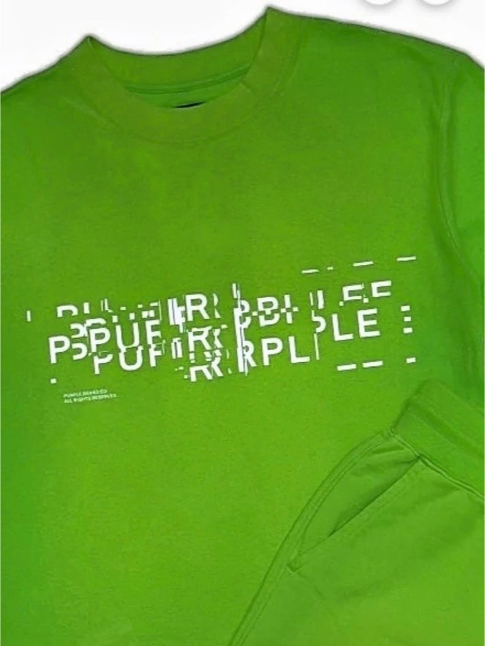 Purple Brand Textured Jersey SS Tee Glitch Fluorescent Green Small